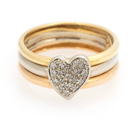Diamond Heart Tri Colored 18k Gold size 6.75 - Picture 3 of 4
